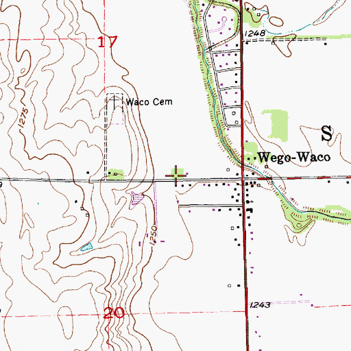 Topographic Map of Waco School (historical), KS