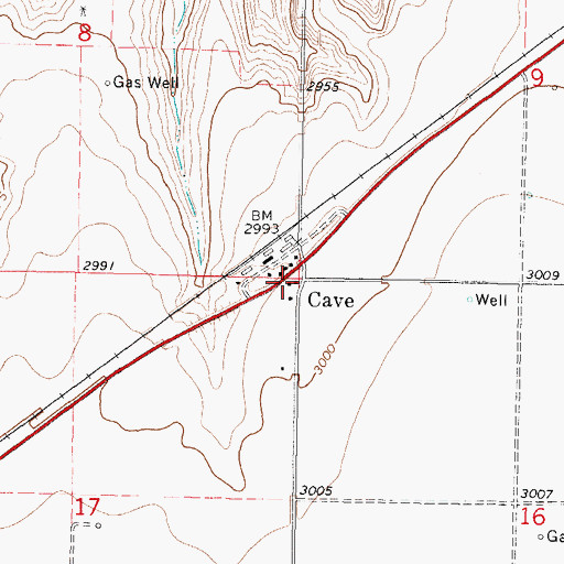 Topographic Map of Vanceville School (historical), KS
