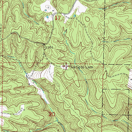 Topographic Map of DeSoto Cemetery, AR