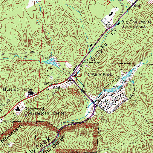 Topographic Map of DeSoto Park, AR