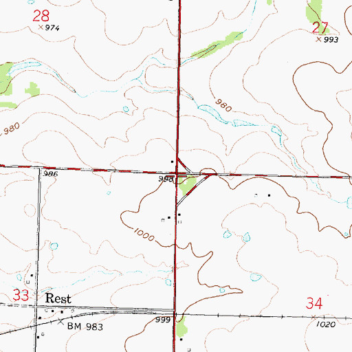Topographic Map of Ninety Nine School (historical), KS