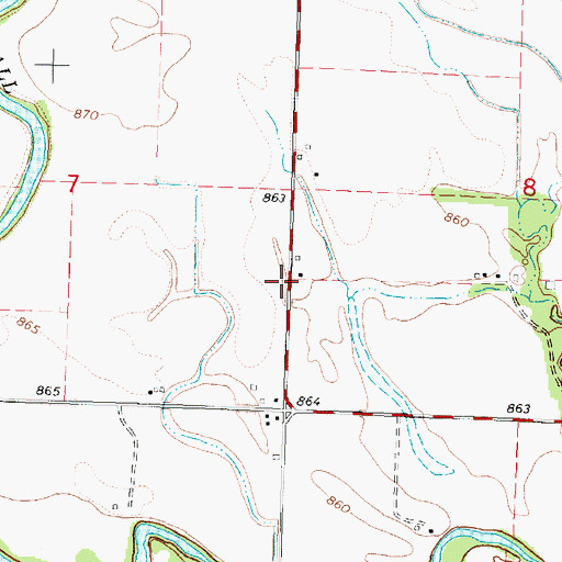 Topographic Map of Ten Penny School (historical), KS