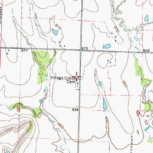 Topographic Map of Village Creek School (historical), KS