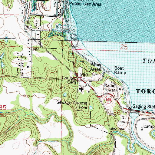Topographic Map of Carlisle Church (historical), KS