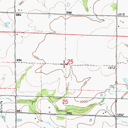 Topographic Map of Center Ridge School (historical), KS