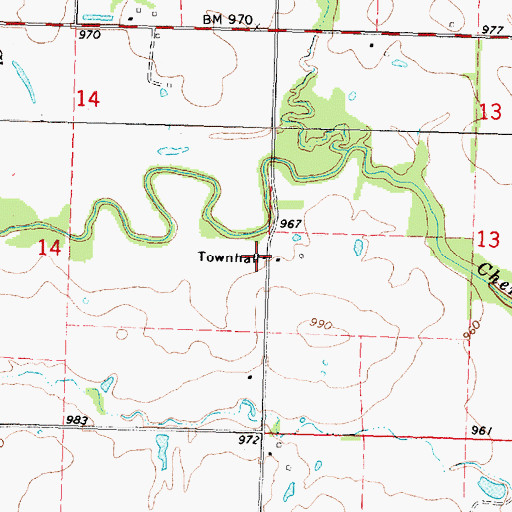 Topographic Map of Cherry Creek School (historical), KS