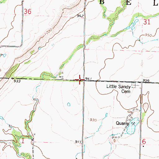 Topographic Map of Little Sandy School (historical), KS
