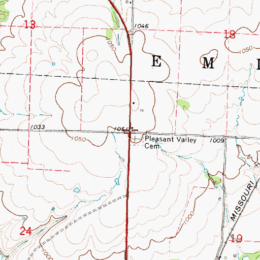Topographic Map of Pleasant Valley School (historical), KS