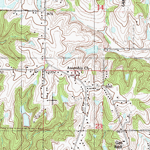 Topographic Map of Edwardsville Assembly Church, KS