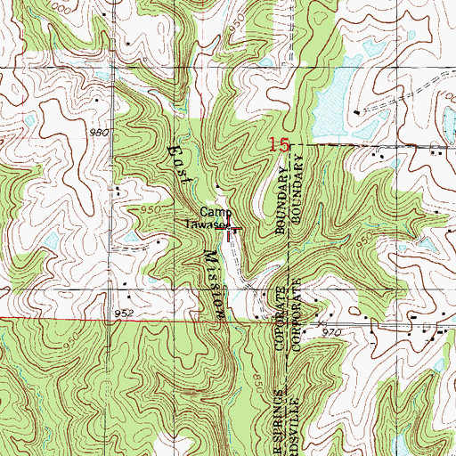 Topographic Map of Camp Tawasee, KS