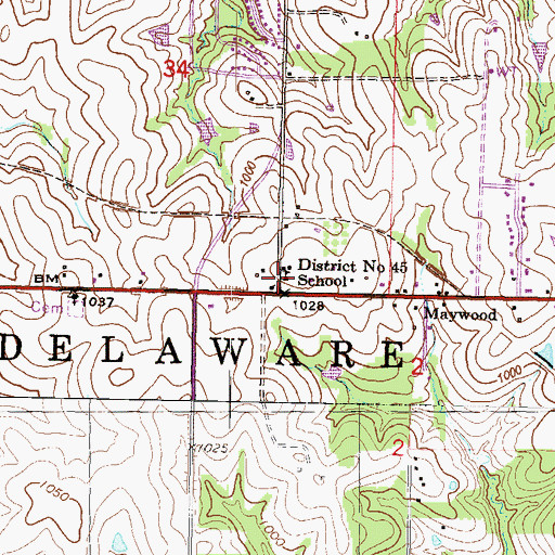 Topographic Map of District Number 45 School (historical), KS