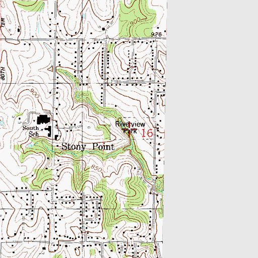 Topographic Map of Riverview Park, KS
