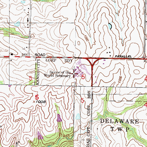 Topographic Map of Savior of the World Seminary, KS