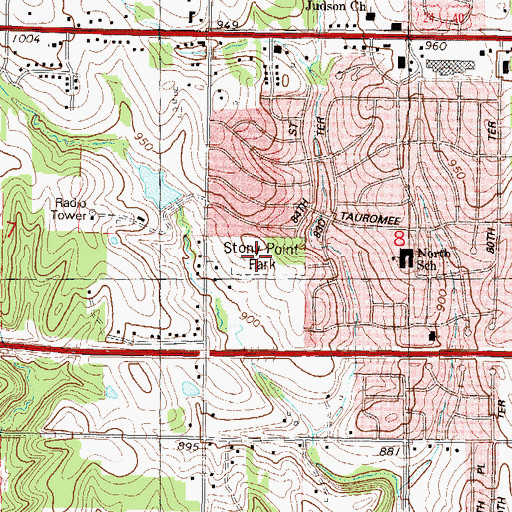 Topographic Map of Stony Point Park, KS