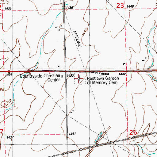 Topographic Map of Restlawn Gardens of Memory Cemetery, KS