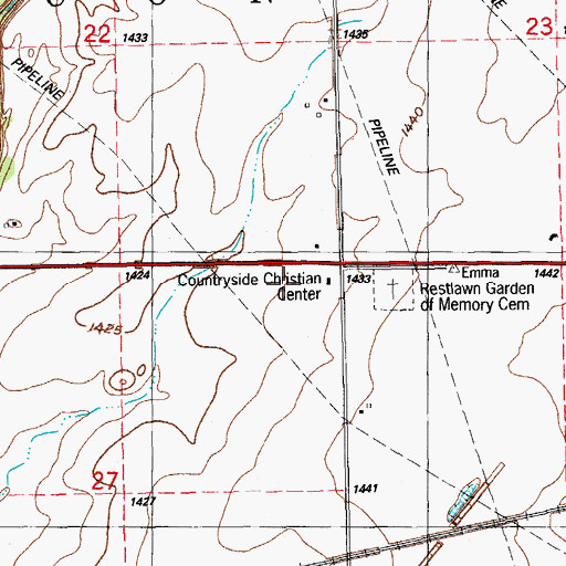 Topographic Map of Countryside Christian Center, KS