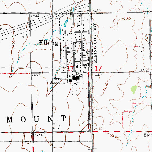 Topographic Map of Berean Academy, KS