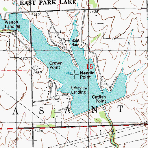 Topographic Map of Harvey County East Park Lake, KS