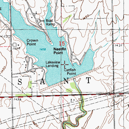 Topographic Map of Catfish Point, KS