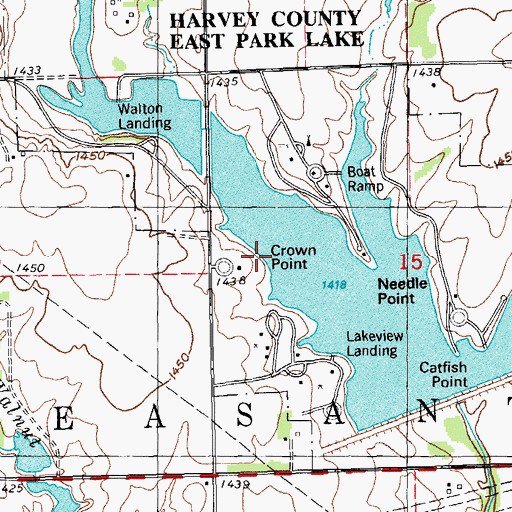 Topographic Map of Crown Point, KS