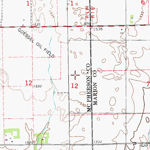 Topographic Map of Gassel Oil Field (historical), KS