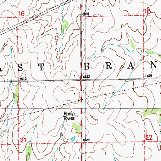 Topographic Map of Center School (historical), KS