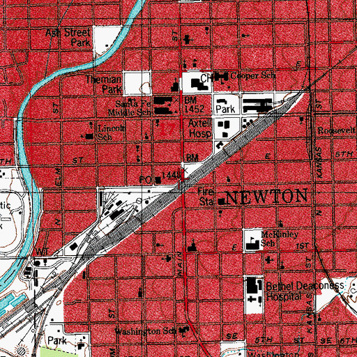 Topographic Map of Newton, KS