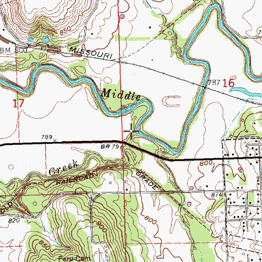 Topographic Map of Bear Creek, KS
