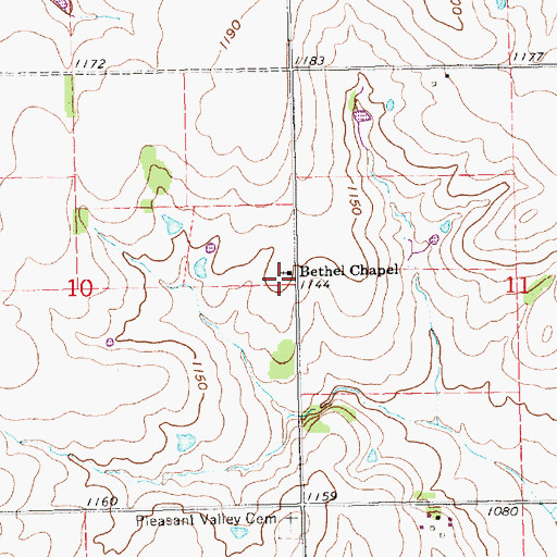 Topographic Map of Bethel Chapel, KS