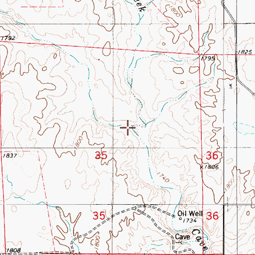 Topographic Map of Sand Creek, KS