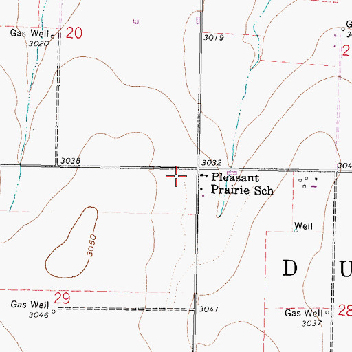 Topographic Map of Pleasant Prairie School, KS