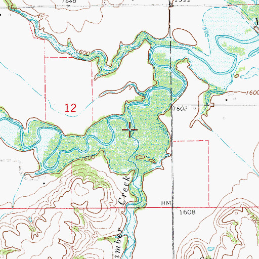 Topographic Map of Big Timber Creek, KS