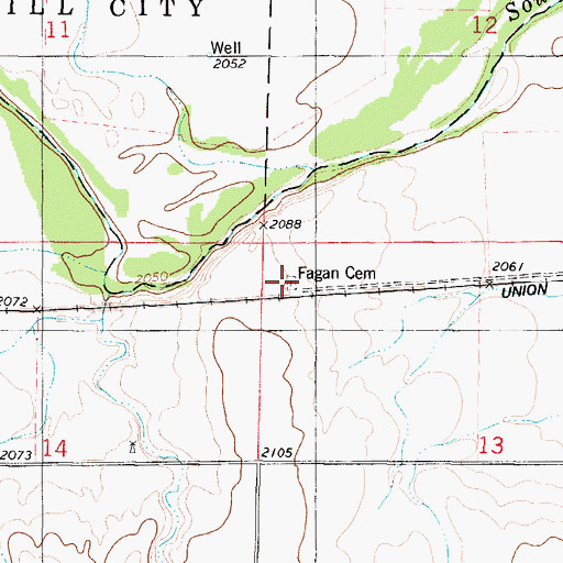 Topographic Map of Fagan Cemetery, KS