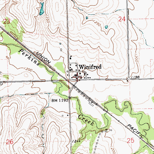 Topographic Map of Winifred, KS