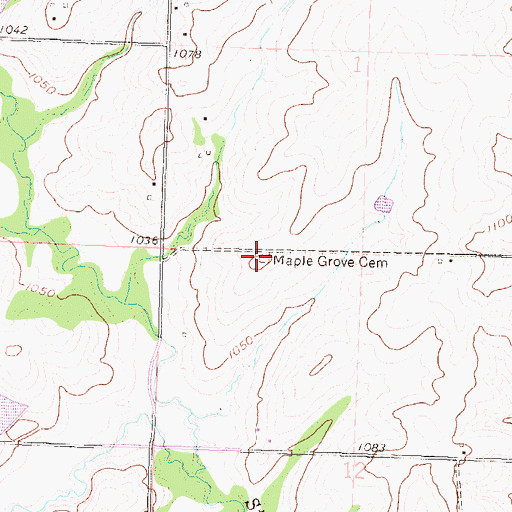 Topographic Map of Maple Grove Cemetery, KS