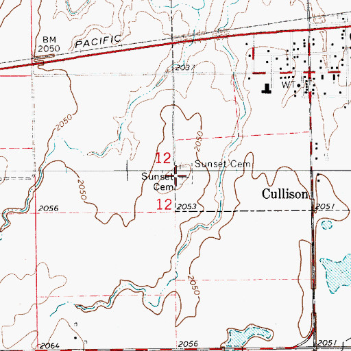 Topographic Map of Sunset Cemetery, KS