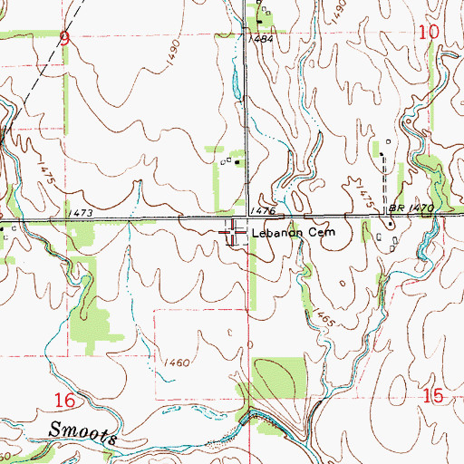 Topographic Map of Lebanon Cemetery, KS