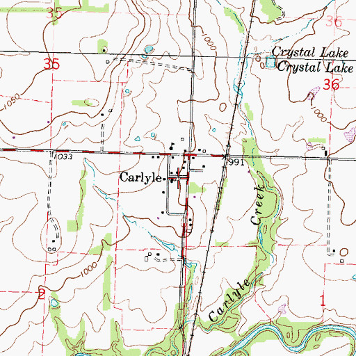 Topographic Map of Carlyle, KS