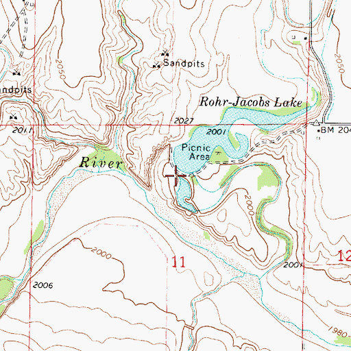 Topographic Map of Rohr Jacobs Lake, KS