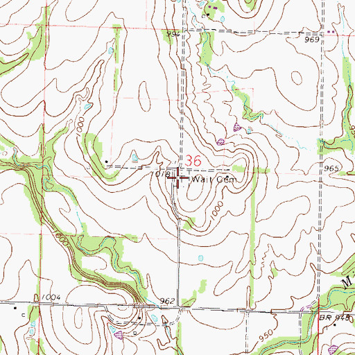 Topographic Map of Wait Cemetery, KS