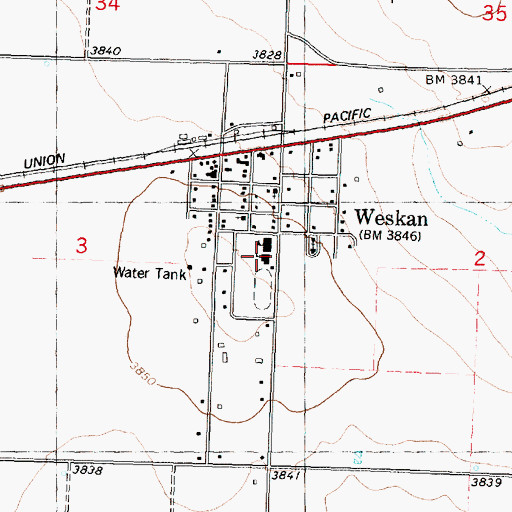Topographic Map of Weskan Elementary School, KS