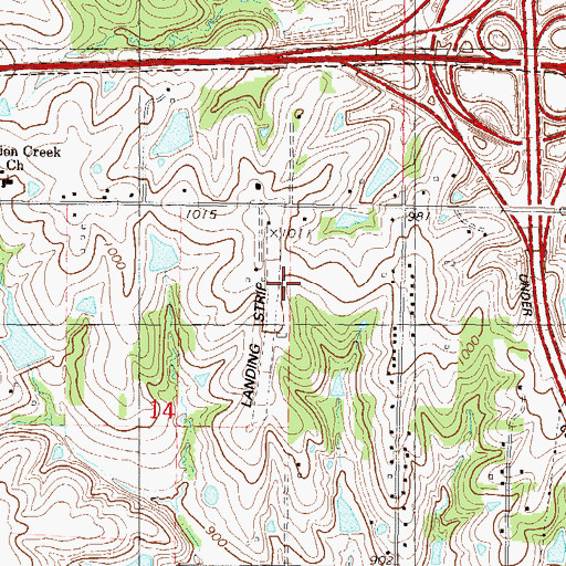 Topographic Map of Kellys Landing Field (historical), KS