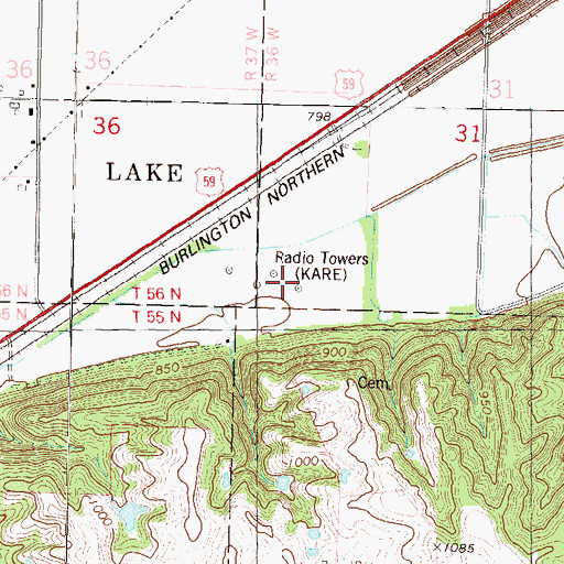 Topographic Map of KARE-AM (Atchison), KS