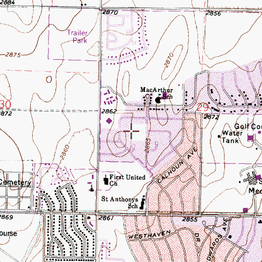 Topographic Map of Bellaire Park, KS