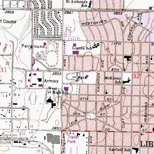 Topographic Map of Blue Bonnet Park, KS