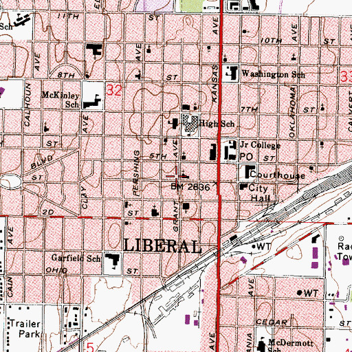 Topographic Map of Church of Christ, KS