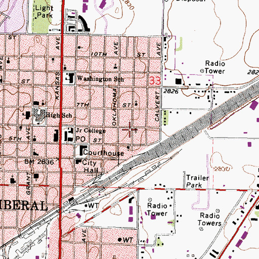 Topographic Map of Community Baptist Church, KS