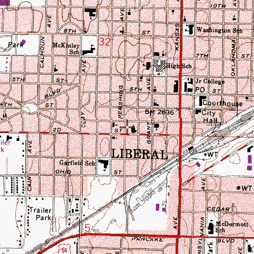 Topographic Map of First Baptist Church, KS