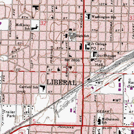 Topographic Map of First United Methodist Church, KS
