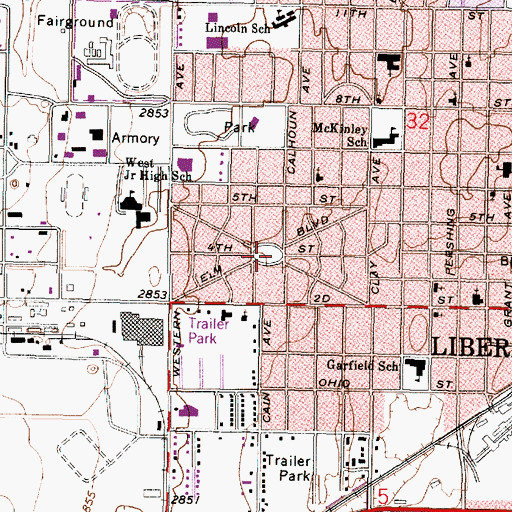Topographic Map of Harrison Circle Park, KS